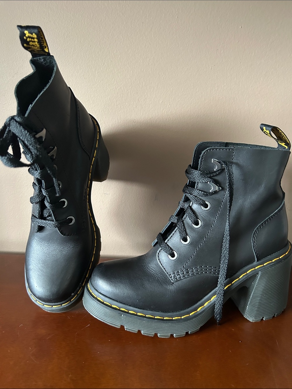 Dr. Martens Women's Jesy Leather Heeled Lace Up Boot